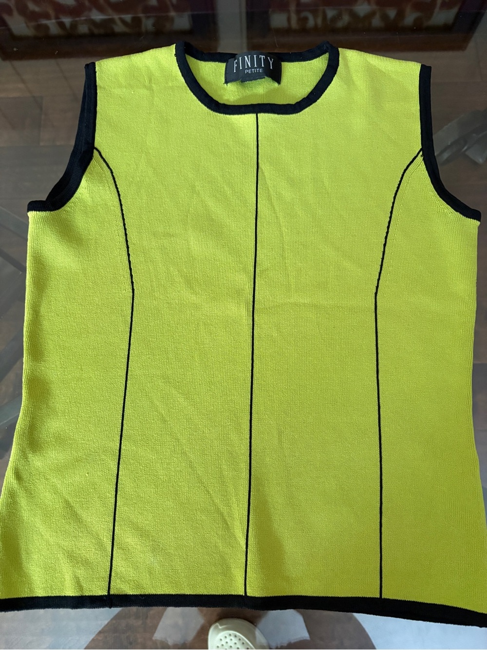 Finity lime green Sleeveless Tank with Black Piping